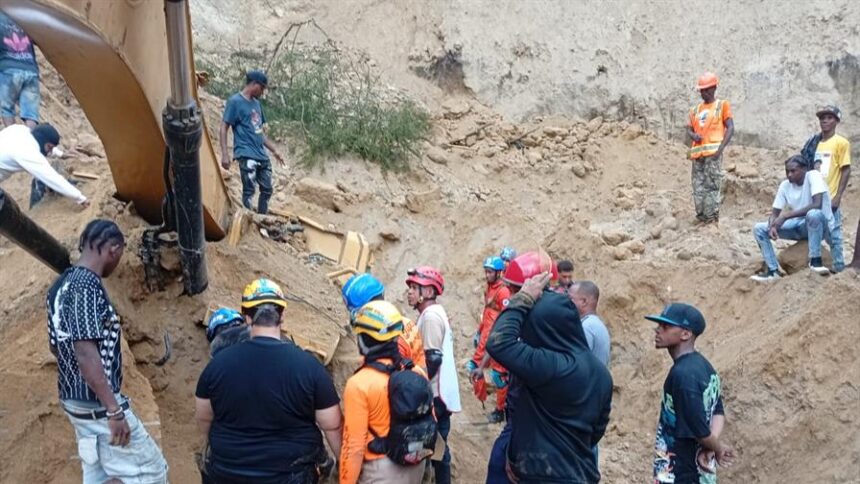 Una persona desaparecida tras derrumbe en mina de materiales en Nigua