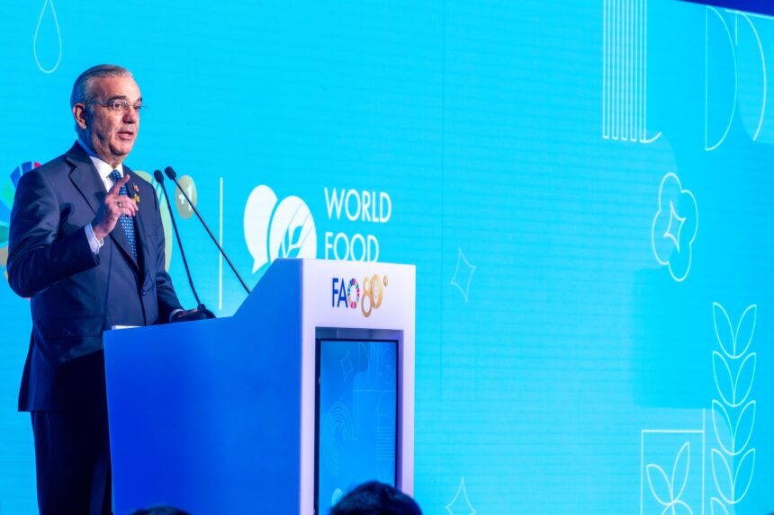 Presidente Luis Abinader durante discurso ante la FAO en Roma sobre la reducción de la subalimentación en República Dominicana