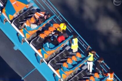 Montaña rusa Goliath del parque Six Flags Over Georgia, donde se investiga un incidente mortal ocurrido el 12 de octubre de 2026