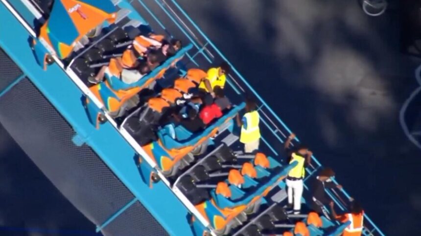 Montaña rusa Goliath del parque Six Flags Over Georgia, donde se investiga un incidente mortal ocurrido el 12 de octubre de 2026
